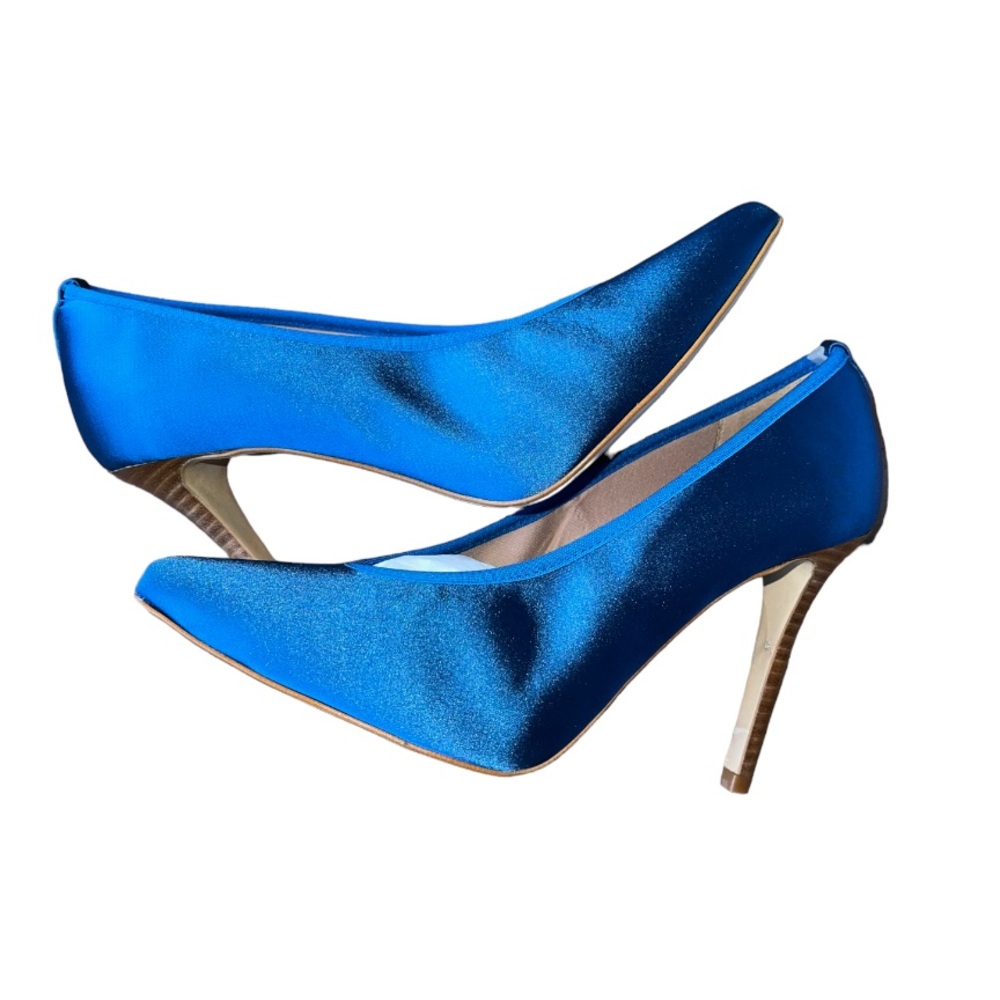 Daniele Ancarani🦎Blue Satin Pumps Pointed Toe Heels🌵 - Picture 3 of 8